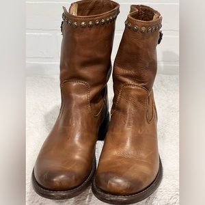 FRYE Pull On Leather Moto Boots